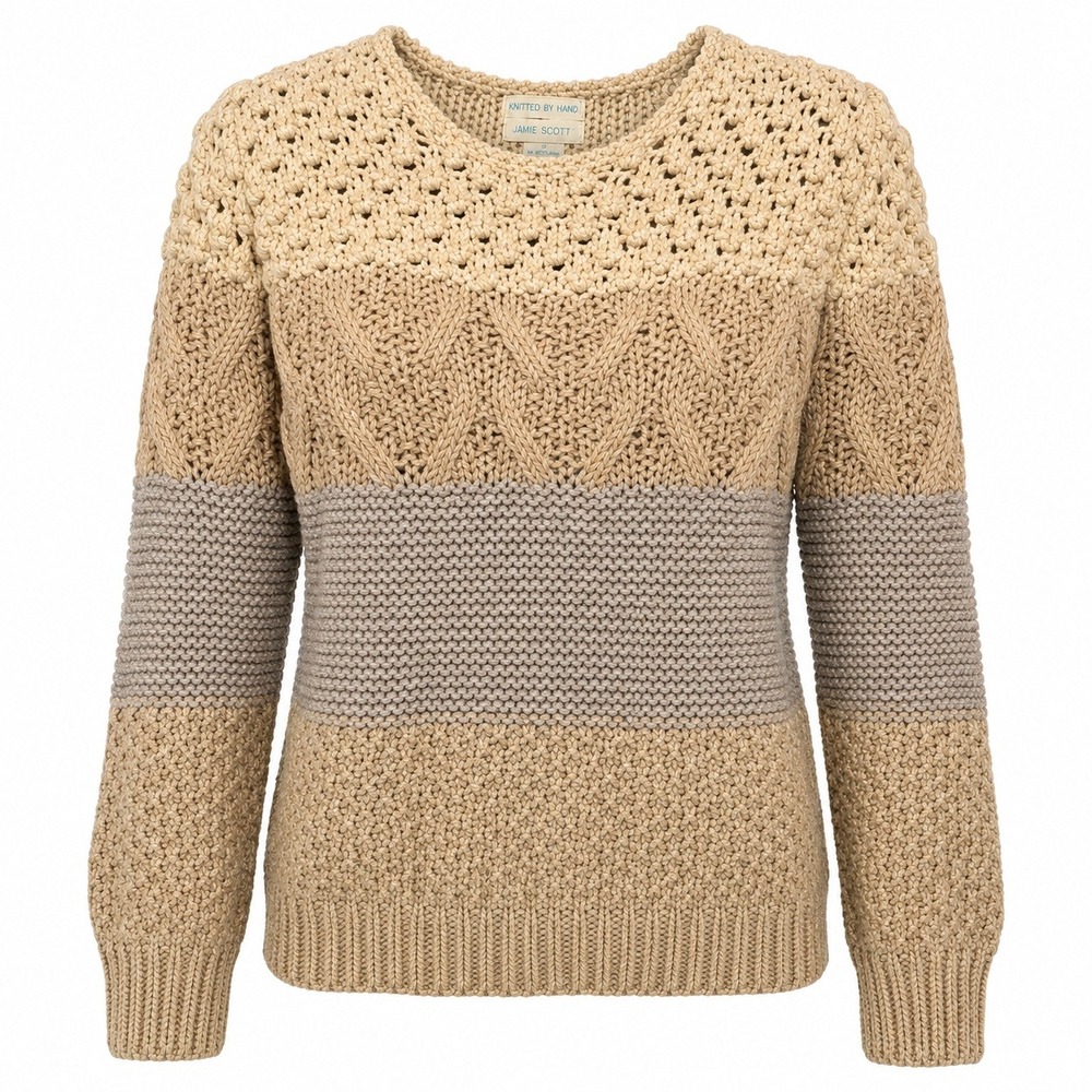 Jamie Scott Cottagecore Chunky Hand Knit Sweater Women Small Coastal Grandmacore